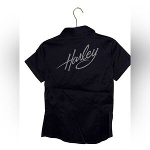 Harley-Davidson Women’s Black Rhinestone Shirt Size Small P2P 17” *Flaw*